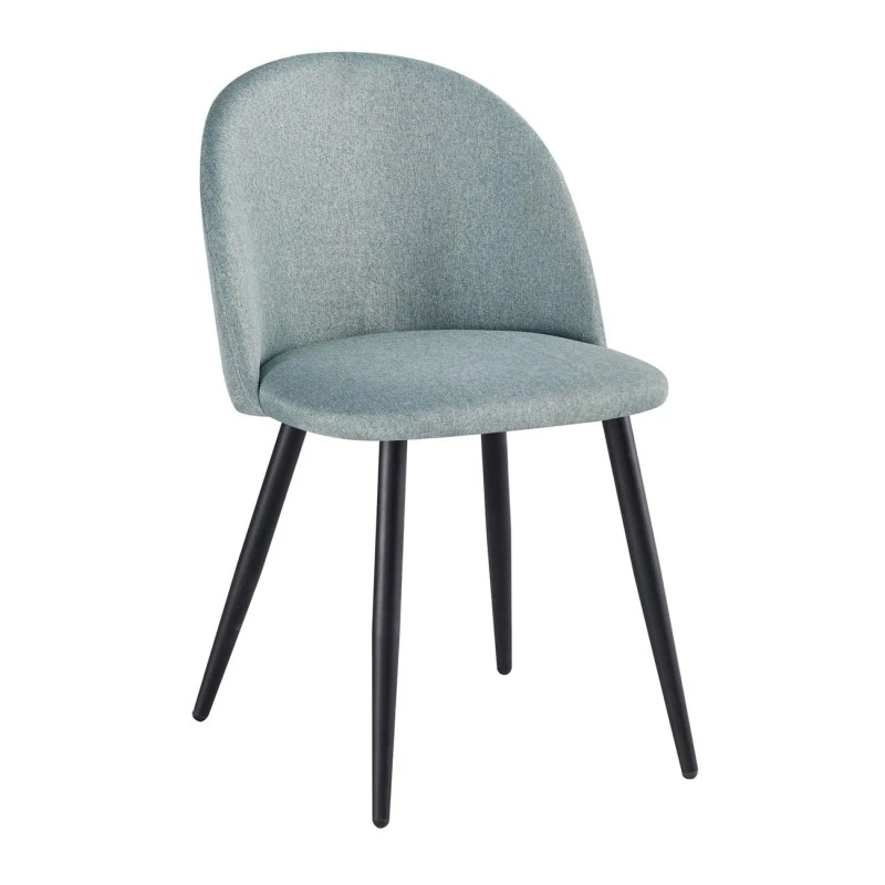 Bella chair with metallic legs in black color and fabric in mixed green color 50x57x81cm.