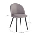 Bella chair with metallic legs in black color and fabric in sand grey color 50x57x81cm.