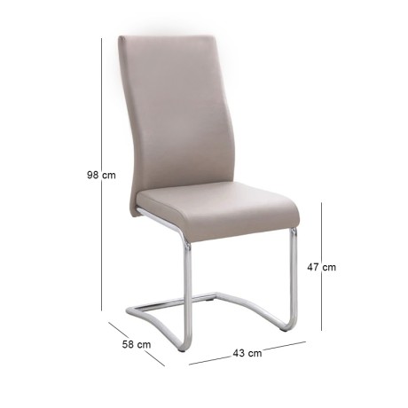 Benson chair with chrome frame and Pvc coating in cappuccino color 46x52x97cm.