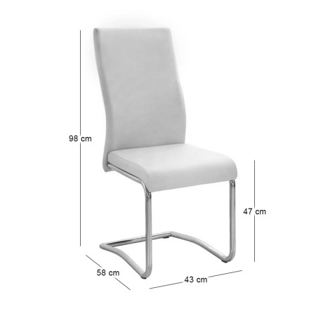 Benson chair with chrome frame and Pvc coating in ecru color 46x52x97cm.