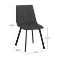 BETTY Chair Black Metal/Suede Dark Grey Fabric