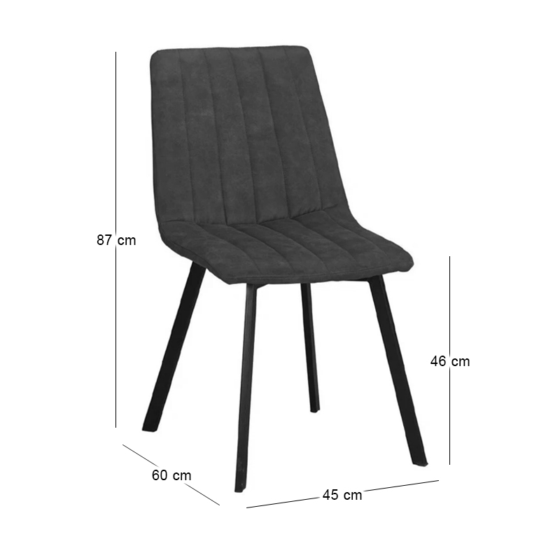 BETTY Chair Black Metal/Suede Dark Grey Fabric