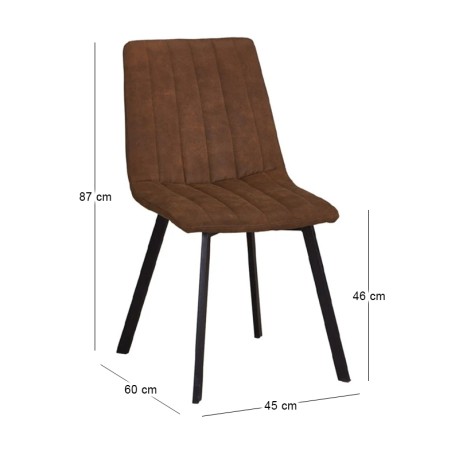 BETTY Chair Black Metal/Suede Brown Fabric