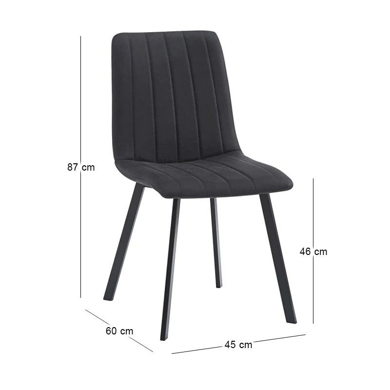 BETTY Chair Black Metal/Suede Black Fabric