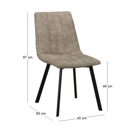 BETTY Chair Black Metal/Suede Beige Fabric