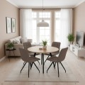 Bianca Megapap fabric dining chair in beige color with black metal leg 43x56x84cm.