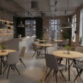 Bianca Megapap fabric dining chair in beige color with black metal leg 43x56x84cm.