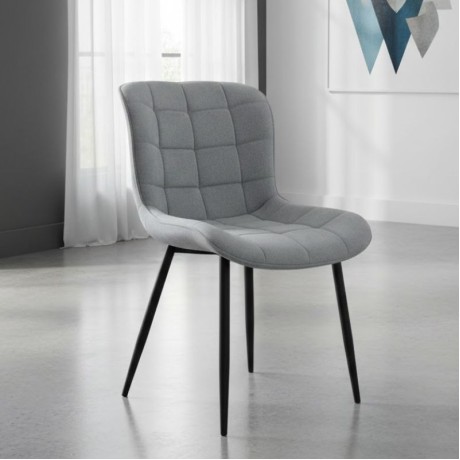 Chiara Megapap fabric dining chair in grey color with black metal leg 48x58x81cm.
