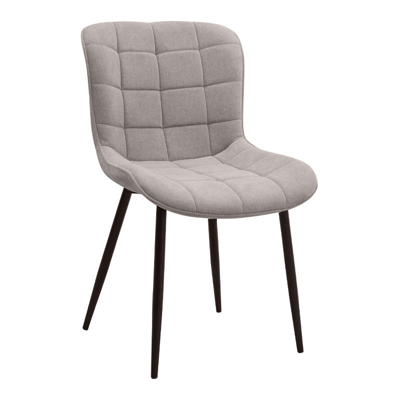 Chiara Megapap fabric dining chair in beige color with black metal leg 48x58x81cm.