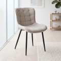 Chiara Megapap fabric dining chair in beige color with black metal leg 48x58x81cm.
