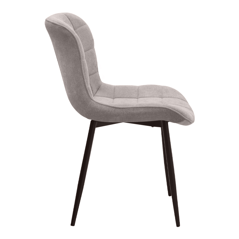 Chiara Megapap fabric dining chair in beige color with black metal leg 48x58x81cm.