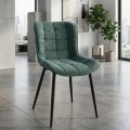 Chiara Megapap fabric dining chair in green color with black metal leg 48x58x81cm.