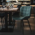 Chiara Megapap fabric dining chair in green color with black metal leg 48x58x81cm.