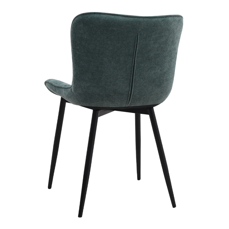 Chiara Megapap fabric dining chair in green color with black metal leg 48x58x81cm.