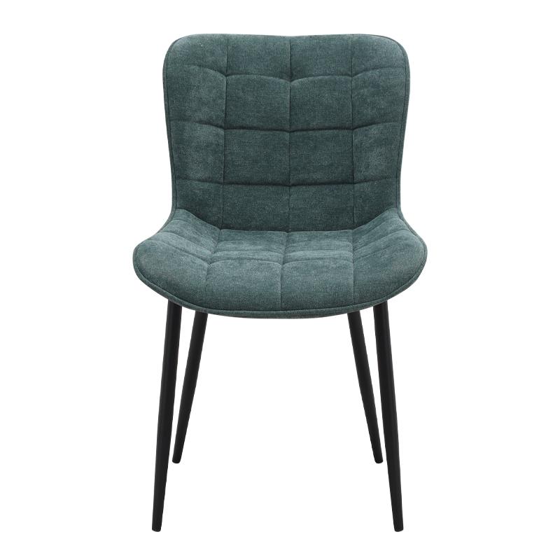 Chiara Megapap fabric dining chair in green color with black metal leg 48x58x81cm.