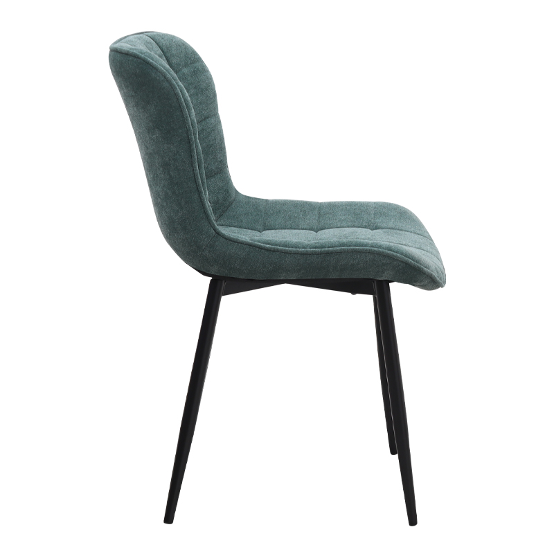 Chiara Megapap fabric dining chair in green color with black metal leg 48x58x81cm.