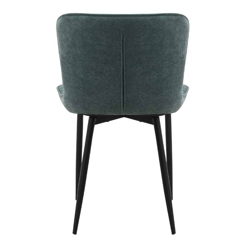 Chiara Megapap fabric dining chair in green color with black metal leg 48x58x81cm.