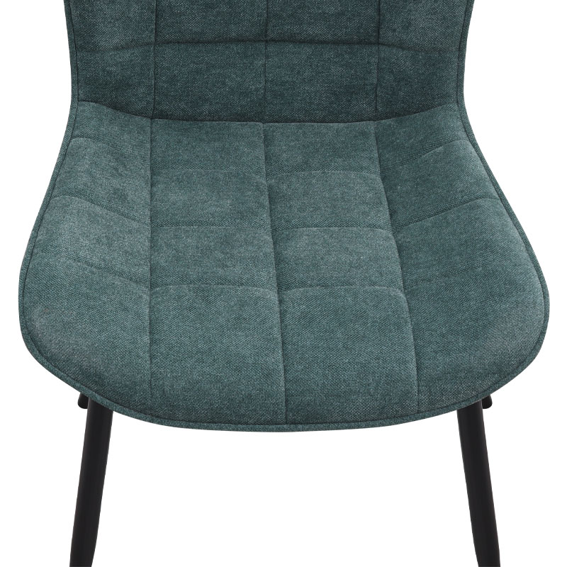 Chiara Megapap fabric dining chair in green color with black metal leg 48x58x81cm.