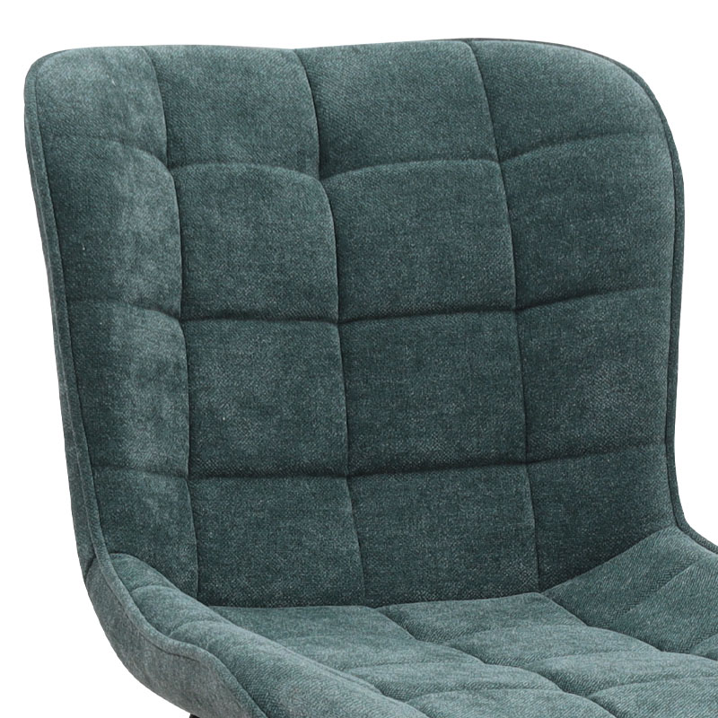 Chiara Megapap fabric dining chair in green color with black metal leg 48x58x81cm.