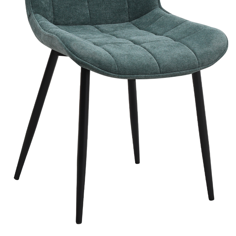 Chiara Megapap fabric dining chair in green color with black metal leg 48x58x81cm.
