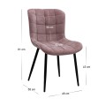 Chiara Megapap fabric dining chair in rotten apple color with black metal leg 48x58x81cm.