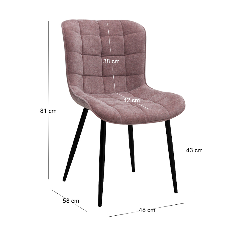 Chiara Megapap fabric dining chair in rotten apple color with black metal leg 48x58x81cm.