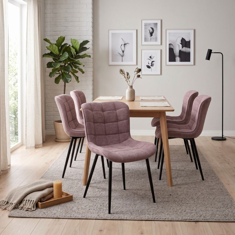 Chiara Megapap fabric dining chair in rotten apple color with black metal leg 48x58x81cm.