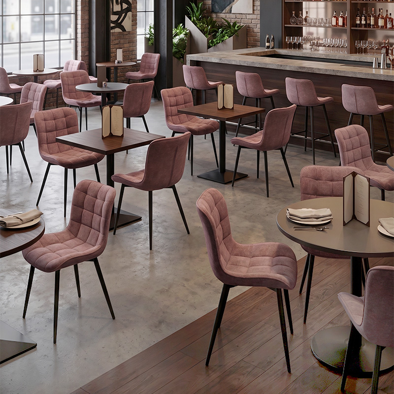 Chiara Megapap fabric dining chair in rotten apple color with black metal leg 48x58x81cm.