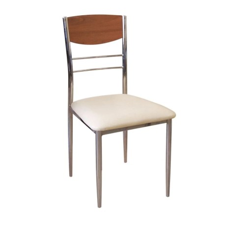 Dino chair with metallic frame and Pvc coating in ecru color 42x51x90cm.