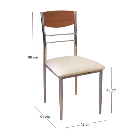 Dino chair with metallic frame and Pvc coating in ecru color 42x51x90cm.