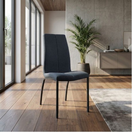 Fina Megapap fabric dining chair in anthracite color with black metal leg 43x58x95cm.