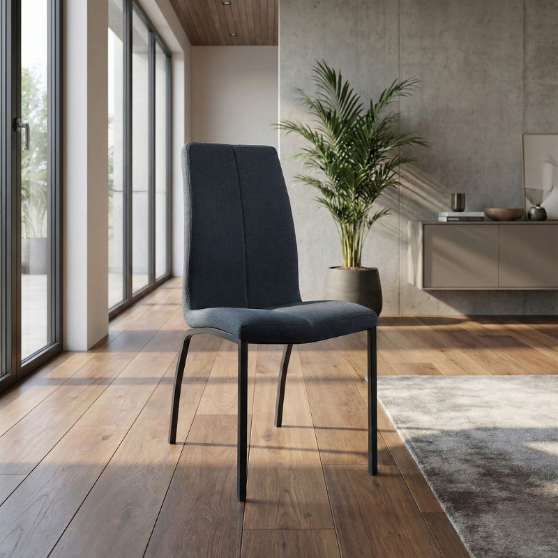 Fina Megapap fabric dining chair in anthracite color with black metal leg 43x58x95cm.