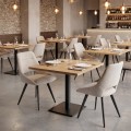 Firenze Megapap fabric dining chair in beige color with black metal legs 51x60x81cm.
