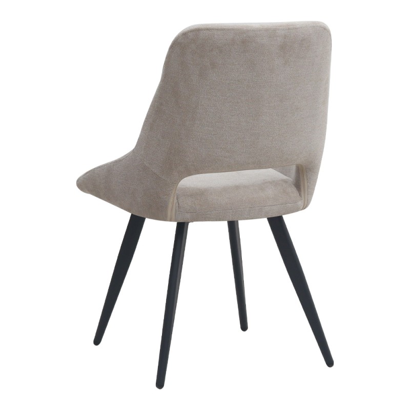 Firenze Megapap fabric dining chair in beige color with black metal legs 51x60x81cm.
