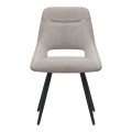 Firenze Megapap fabric dining chair in beige color with black metal legs 51x60x81cm.