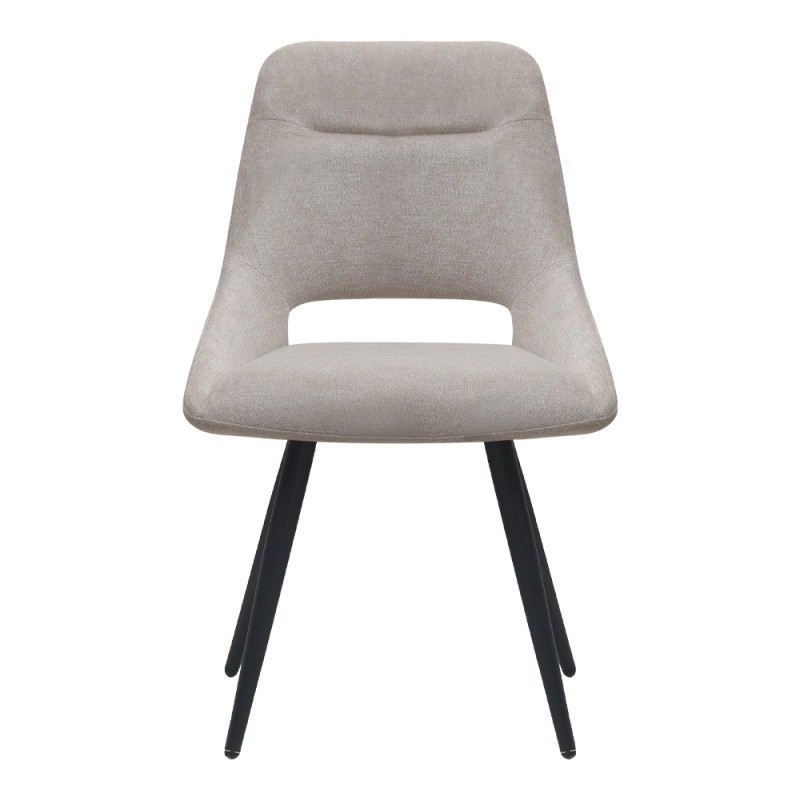 Firenze Megapap fabric dining chair in beige color with black metal legs 51x60x81cm.
