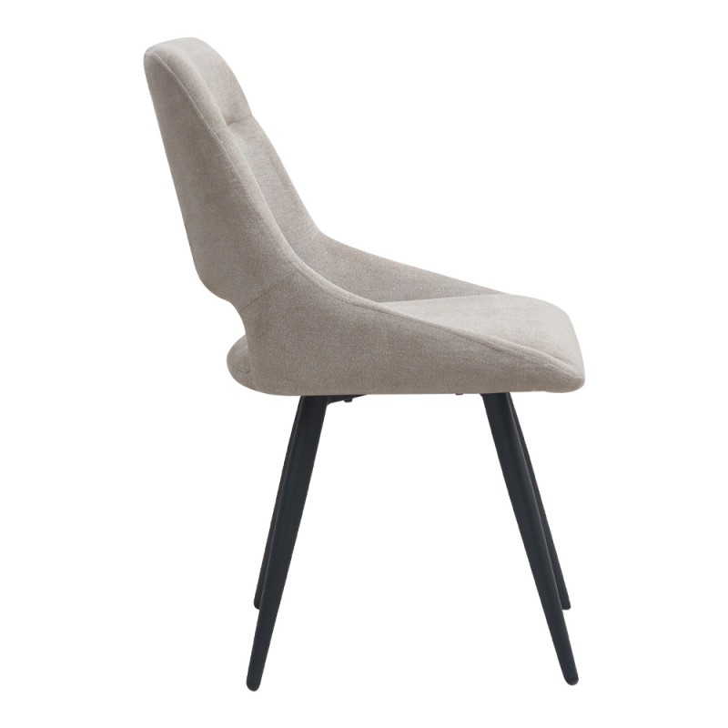Firenze Megapap fabric dining chair in beige color with black metal legs 51x60x81cm.
