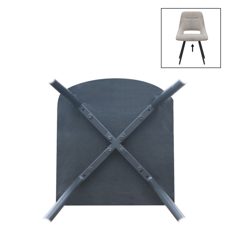 Firenze Megapap fabric dining chair in beige color with black metal legs 51x60x81cm.