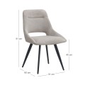 Firenze Megapap fabric dining chair in beige color with black metal legs 51x60x81cm.