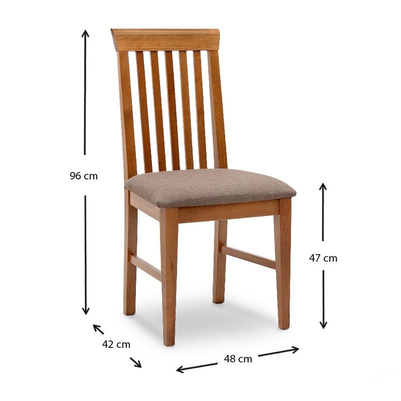Francis Megapap dining chair in solid beech wood walnut color 48x42x96cm.