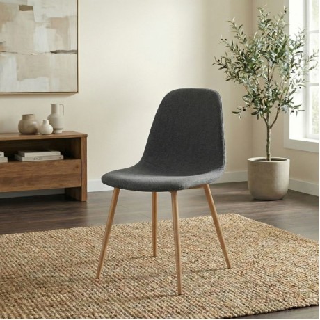 Iris Megapap fabric dining chair in grey color with oak metal leg 43x50x85cm.