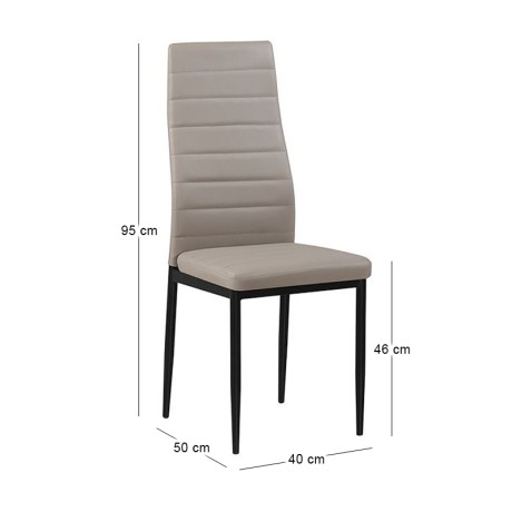 Καρέκλα τραπεζαρίας Jetta cappuccino ύφασμα pvc - μεταλλικό μαύρο πόδι 40x50x95εκ.