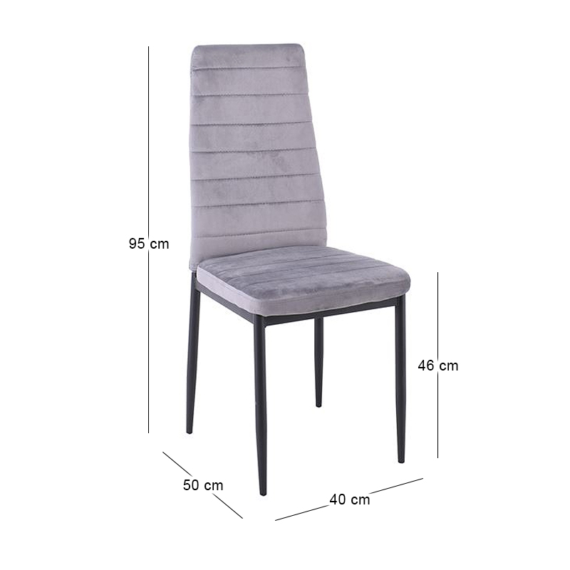 JETTA Chair Grey Velure Fabric (Black paint)