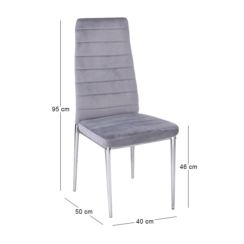 JETTA Chair Full K/D Velure Grey Fabric (Chromed)