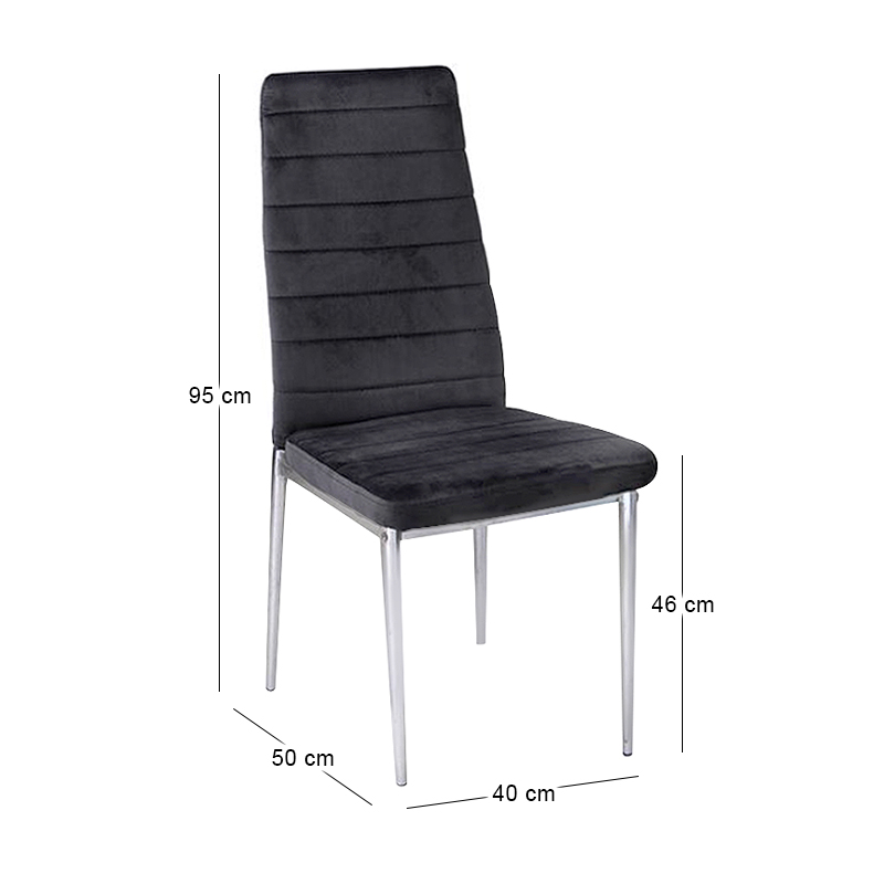 JETTA Chair Full K/D Velure Black Fabric (Chromed)
