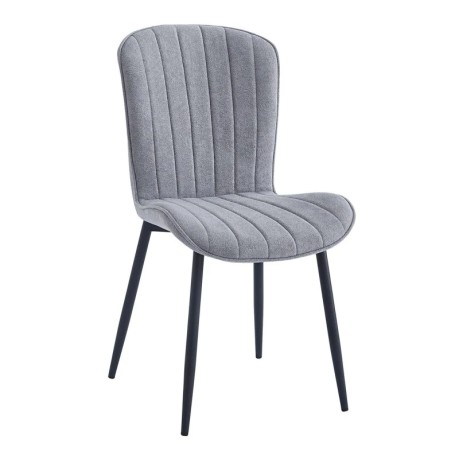 KELLY Chair Black Metal/Grey Mini Boucle Fabric