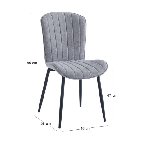 KELLY Chair Black Metal/Grey Mini Boucle Fabric