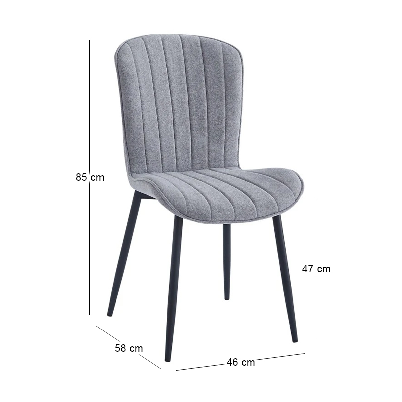 KELLY Chair Black Metal/Grey Mini Boucle Fabric