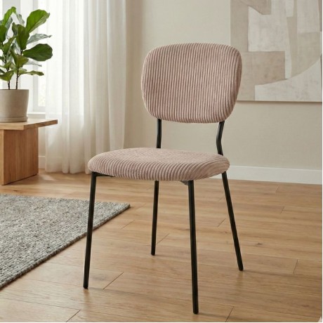 Kevin Megapap fabic dining chair in mocha color with black metal legs 48x51x87cm.