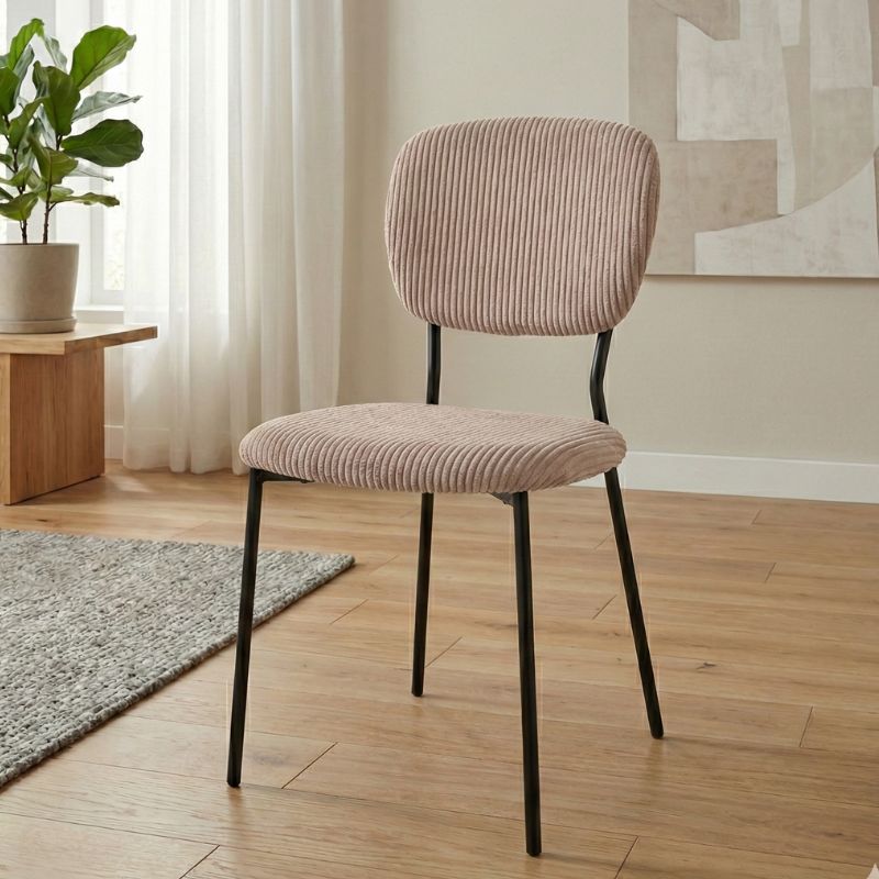 Kevin Megapap fabic dining chair in mocha color with black metal legs 48x51x87cm.